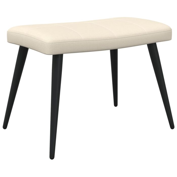Chaise de relaxation avec tabouret Crème Tissu – Image 6