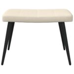Chaise de relaxation avec tabouret Crème Tissu – Image 7