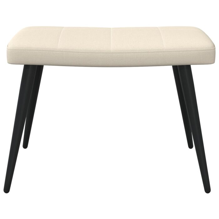 Chaise de relaxation avec tabouret Crème Tissu – Image 7