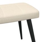 Chaise de relaxation avec tabouret Crème Tissu – Image 9