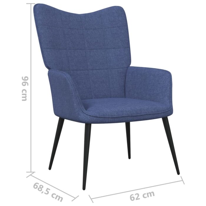 Chaise de relaxation avec tabouret Bleu Tissu – Image 10