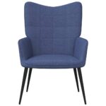 Chaise de relaxation avec tabouret Bleu Tissu – Image 2
