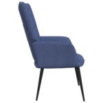 Chaise de relaxation avec tabouret Bleu Tissu – Image 3