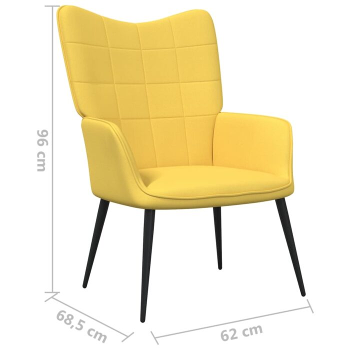 Chaise de relaxation avec tabouret Jaune moutarde Tissu – Image 10