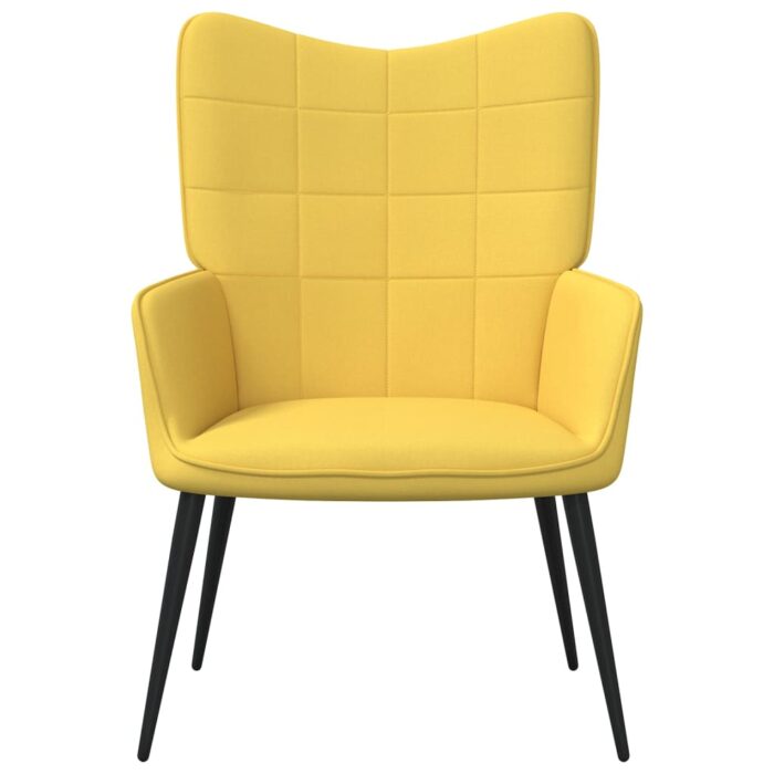 Chaise de relaxation avec tabouret Jaune moutarde Tissu – Image 2