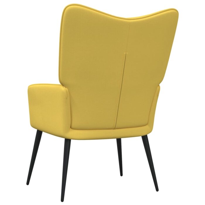 Chaise de relaxation avec tabouret Jaune moutarde Tissu – Image 4