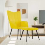 Chaise de relaxation avec tabouret Jaune moutarde Tissu