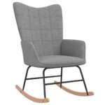Chaise à bascule avec tabouret Gris clair Tissu – Image 2