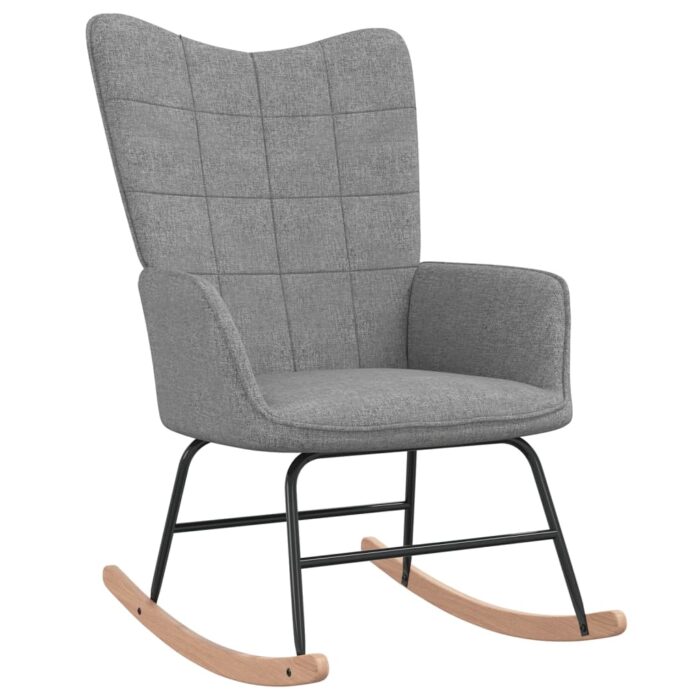 Chaise à bascule avec tabouret Gris clair Tissu – Image 2