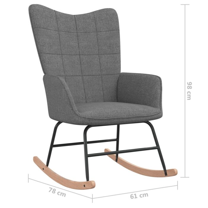 Chaise à bascule avec tabouret Gris foncé Tissu – Image 6