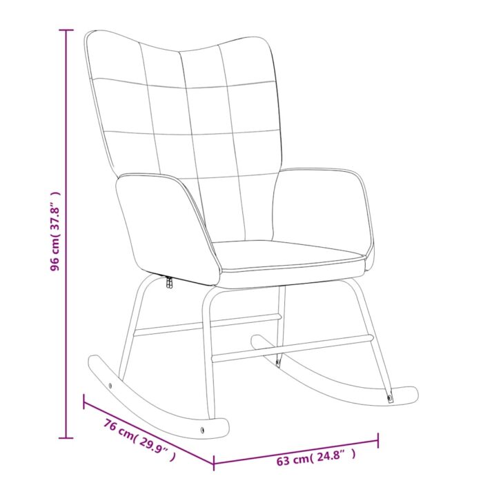 Chaise à bascule avec tabouret Gris foncé Tissu – Image 9
