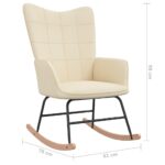 Chaise à bascule avec tabouret Crème Tissu – Image 5