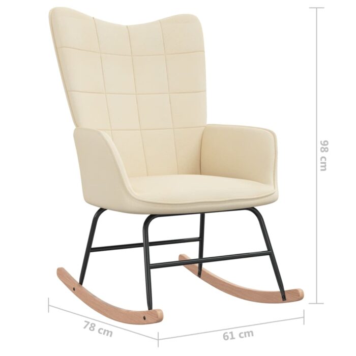Chaise à bascule avec tabouret Crème Tissu – Image 5