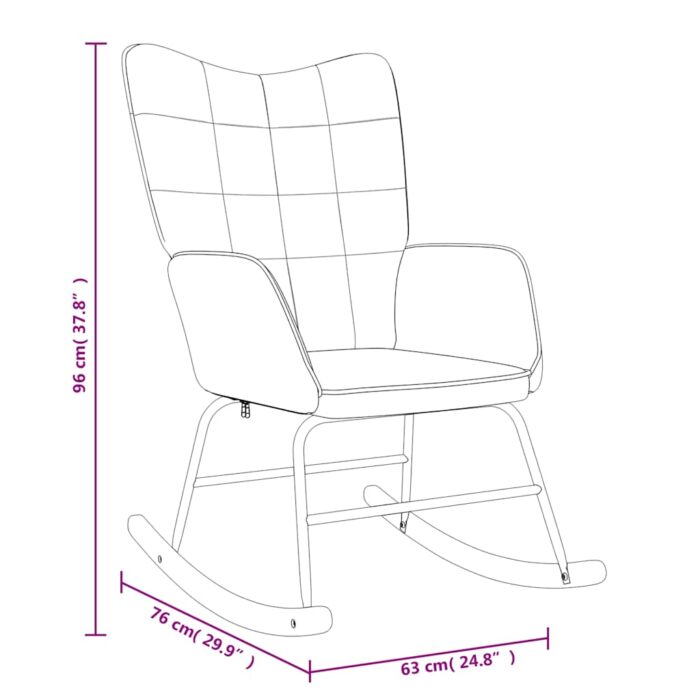 Chaise à bascule avec tabouret Crème Tissu – Image 9