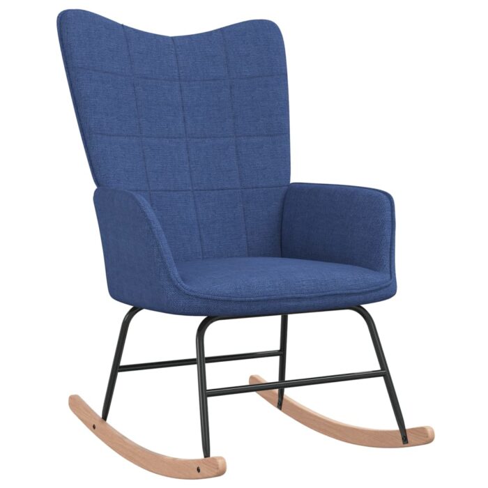 Chaise à bascule avec tabouret Bleu Tissu – Image 2