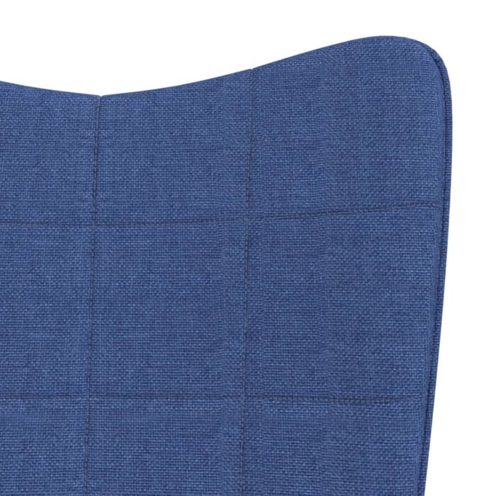 Chaise à bascule avec tabouret Bleu Tissu – Image 4