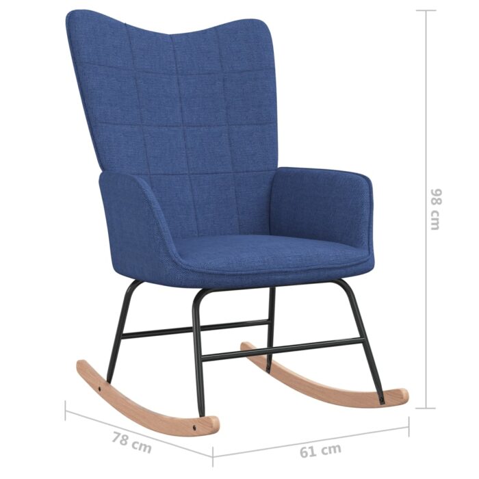 Chaise à bascule avec tabouret Bleu Tissu – Image 6