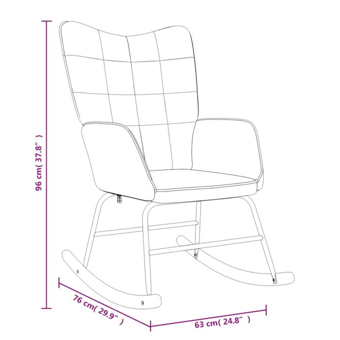 Chaise à bascule avec tabouret Bleu Tissu – Image 9