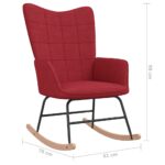 Chaise à bascule avec tabouret Rouge bordeaux Tissu – Image 6