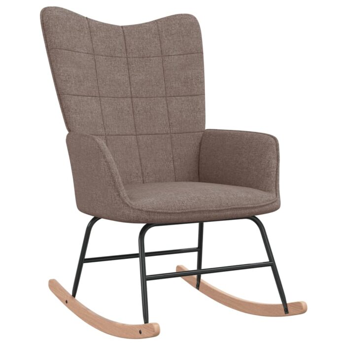 Chaise à bascule avec tabouret Taupe Tissu – Image 2