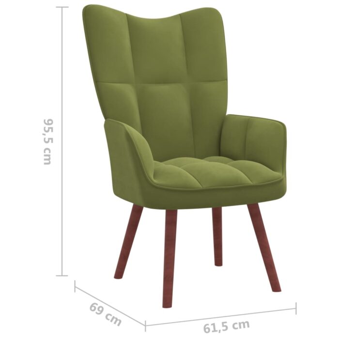 Chaise de relaxation Vert clair Velours – Image 6