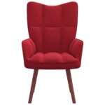 Chaise de relaxation Rouge bordeaux Velours – Image 2