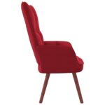 Chaise de relaxation Rouge bordeaux Velours – Image 3