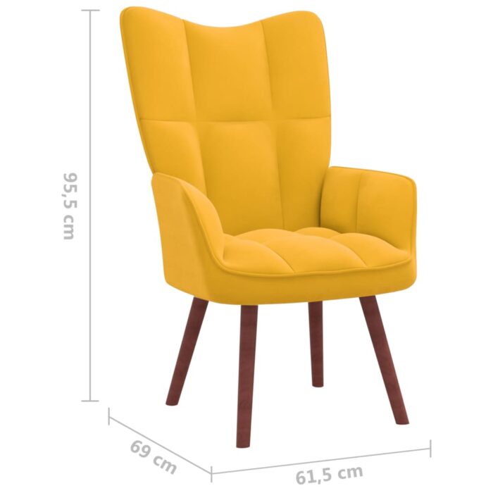Chaise de relaxation Jaune moutarde Velours – Image 6