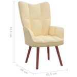 Chaise de relaxation Blanc crème Velours – Image 6