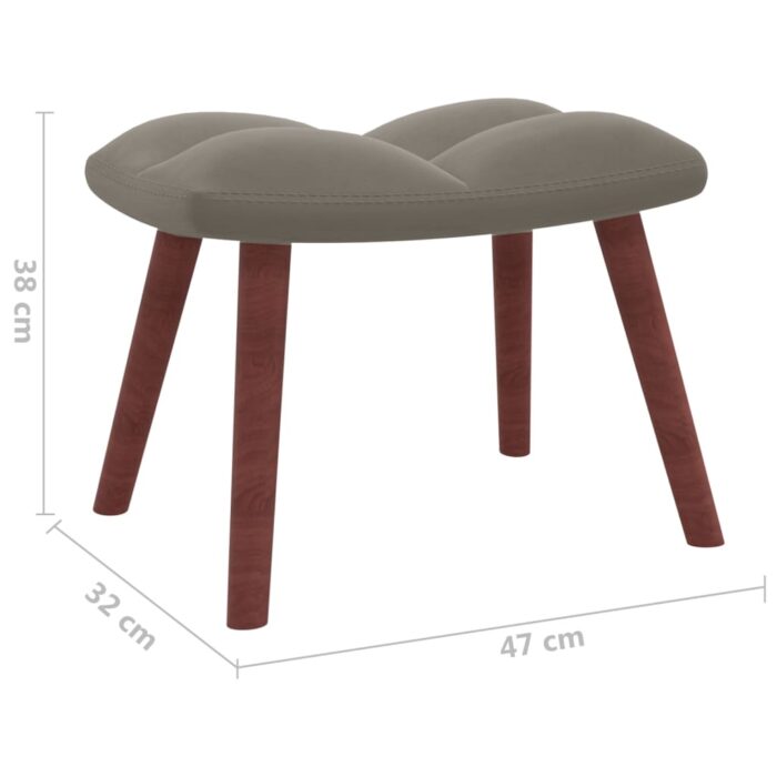 Chaise de relaxation avec repose-pied Gris clair Velours – Image 10