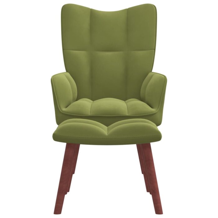 Chaise de relaxation avec repose-pied Vert clair Velours – Image 2