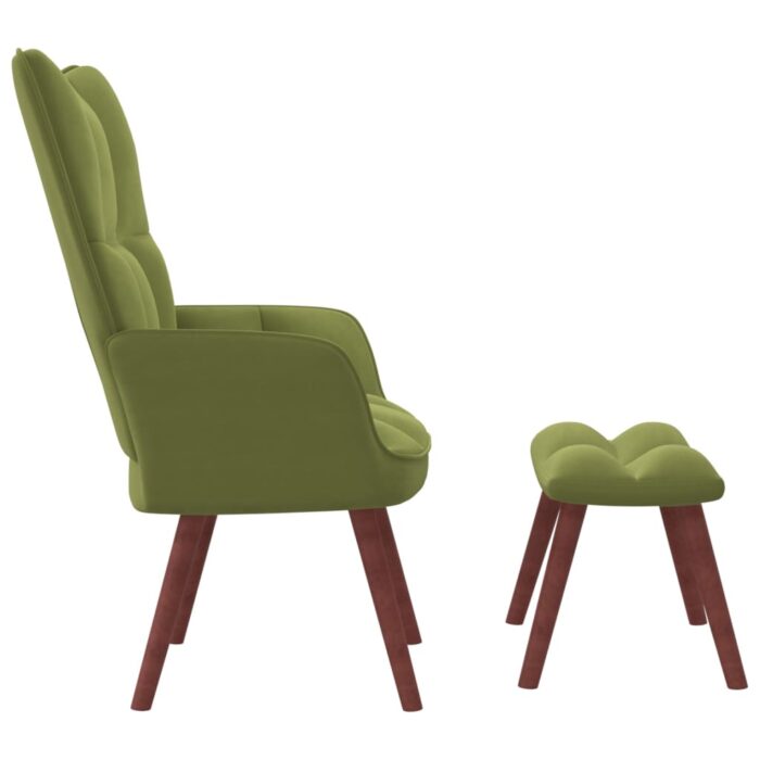Chaise de relaxation avec repose-pied Vert clair Velours – Image 3