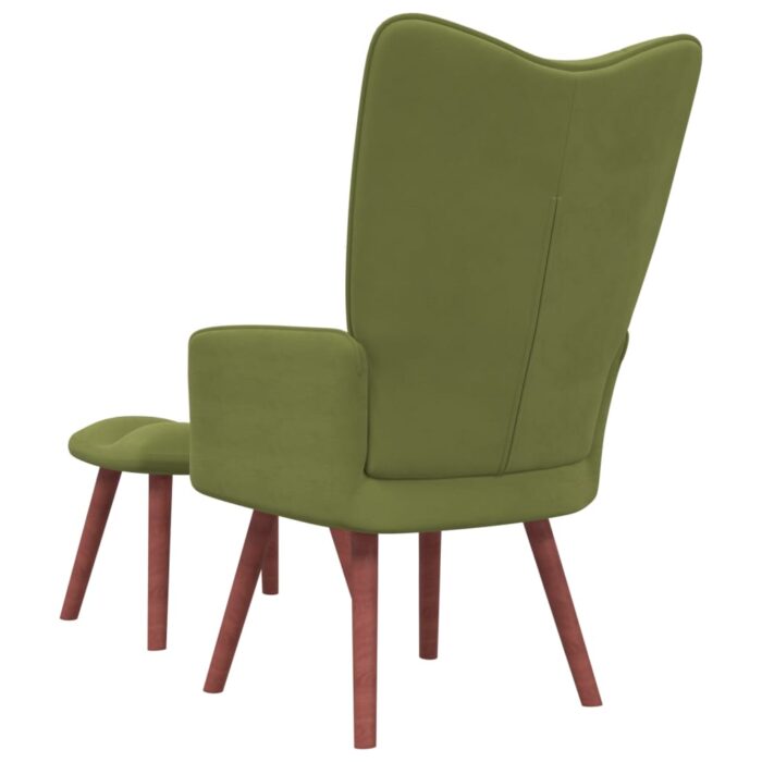 Chaise de relaxation avec repose-pied Vert clair Velours – Image 4