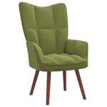 Chaise de relaxation avec repose-pied Vert clair Velours – Image 5