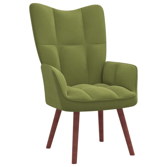 Chaise de relaxation avec repose-pied Vert clair Velours – Image 5