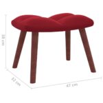 Chaise de relaxation avec repose-pied Rouge bordeaux Velours – Image 10