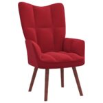 Chaise de relaxation avec repose-pied Rouge bordeaux Velours – Image 5