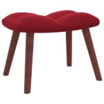 Chaise de relaxation avec repose-pied Rouge bordeaux Velours – Image 6