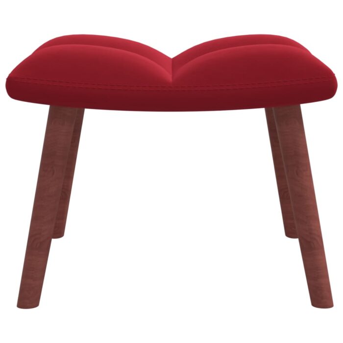 Chaise de relaxation avec repose-pied Rouge bordeaux Velours – Image 7