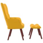 Chaise de relaxation avec repose-pied Jaune moutarde Velours – Image 3