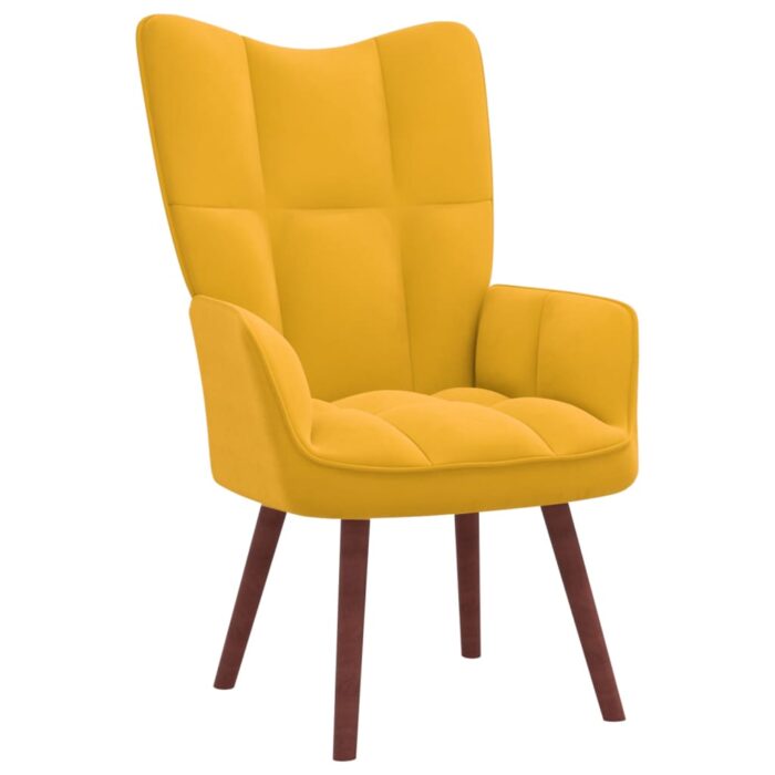 Chaise de relaxation avec repose-pied Jaune moutarde Velours – Image 5