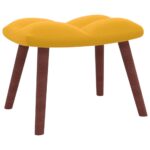 Chaise de relaxation avec repose-pied Jaune moutarde Velours – Image 6