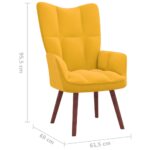 Chaise de relaxation avec repose-pied Jaune moutarde Velours – Image 9