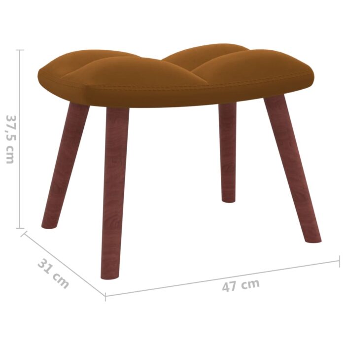 Chaise de relaxation avec repose-pied Marron Velours – Image 10