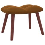 Chaise de relaxation avec repose-pied Marron Velours – Image 6