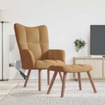 Chaise de relaxation avec repose-pied Marron Velours