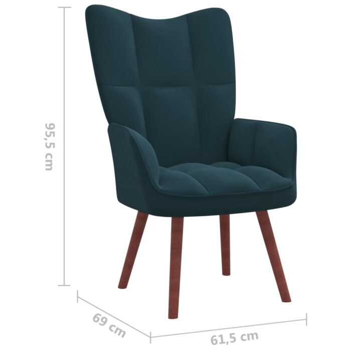 Chaise de relaxation avec repose-pied Bleu Velours – Image 9