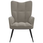 Chaise de relaxation Gris clair Velours – Image 2