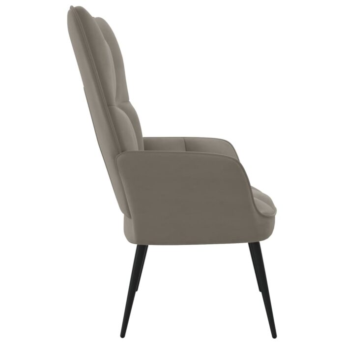 Chaise de relaxation Gris clair Velours – Image 3