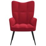 Chaise de relaxation Rouge bordeaux Velours – Image 2